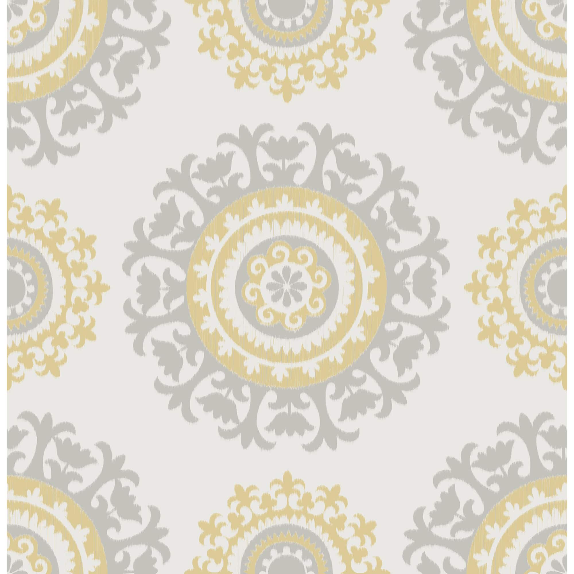 NuWallpaper Gray & Yellow Suzani Peel & Stick Wallpaper